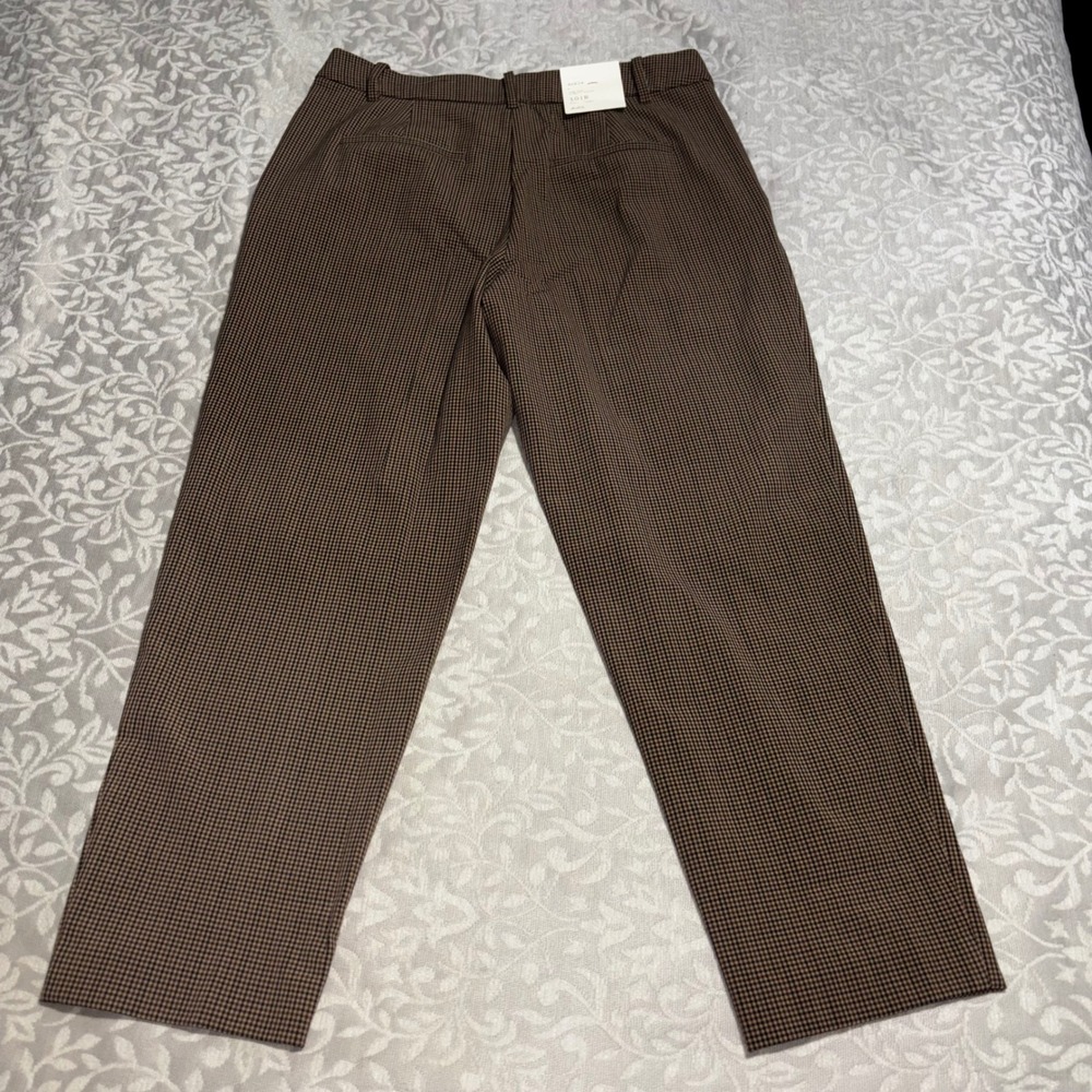 A New Day Womens High Rise Ankle Pants Brown Gingham Plaid Stretch Size 10 - Picture 6 of 13